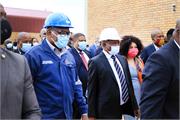 Premier of Gauteng, Mr David Makhura, the Deputy President, Mr David Mabuza and Minister Lindiwe Sisulu at Sebokeng Watse Water Treatment Plant